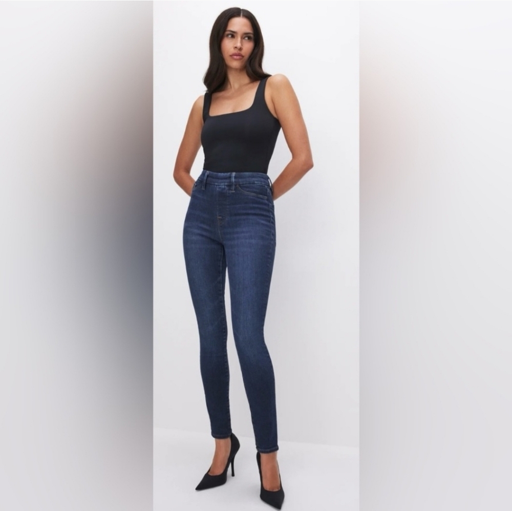 Good American Women's Size 3 Dark Wash Power Stretch‎ Pull On Skinny Jeans